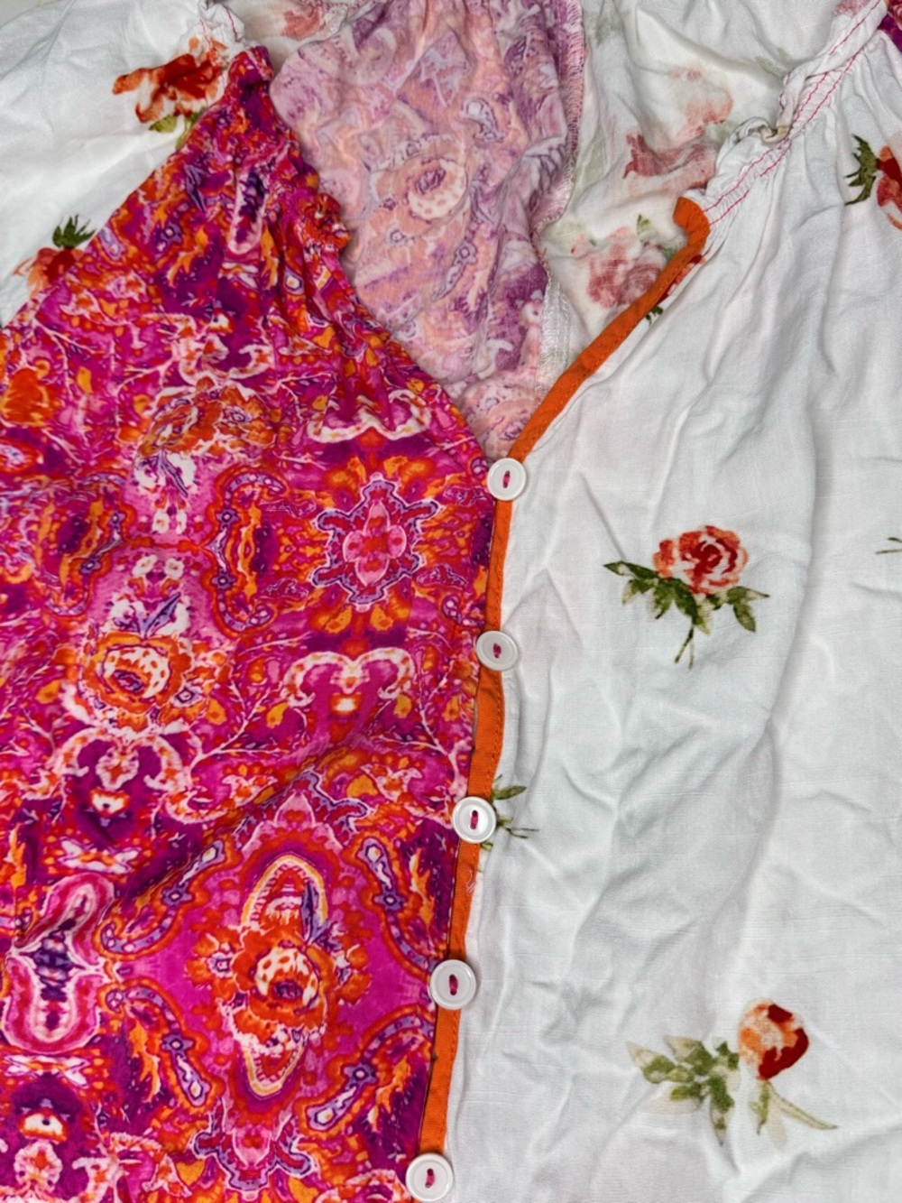 Boho Floral Patchwork Blouse Viscose Long Sleeve Cottagecore Top L - Picture 5 of 8